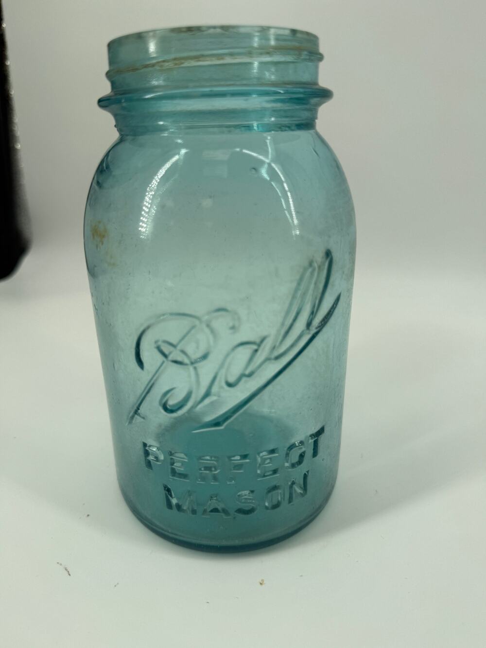 Vintage Blue Ball Perfect Mason Jar Aqua Glass Quart Canning Bottom Mark 2